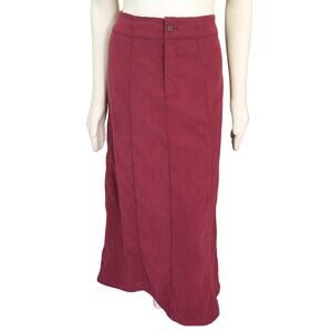 VTG WILD CAT Microsuede Maxi Skirt in Barn Red SZ L